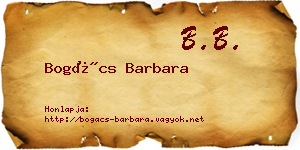 Bogács Barbara névjegykártya
